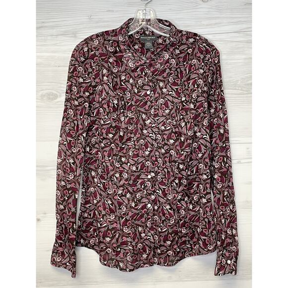 Banana Republic Tops - Vintage Banana Republic Shirt Womens Large Floral Sheer Button Up Fall 2007